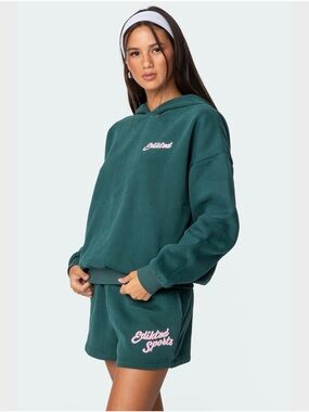 NWT Edikted Forest Green Shorts with Pink Logo Medium